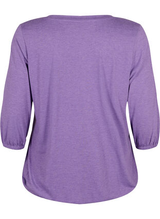 Meleret bluse med v-udskæring, Deep Lavender Mél, Packshot image number 1