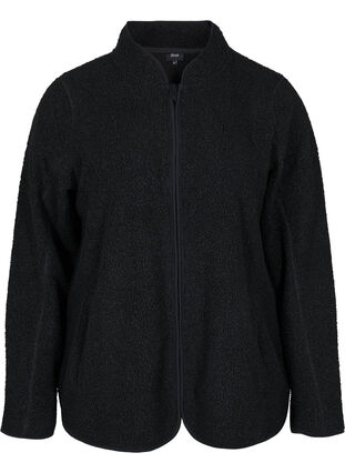 Kort teddy jakke med lommer, Black Beauty, Packshot image number 0