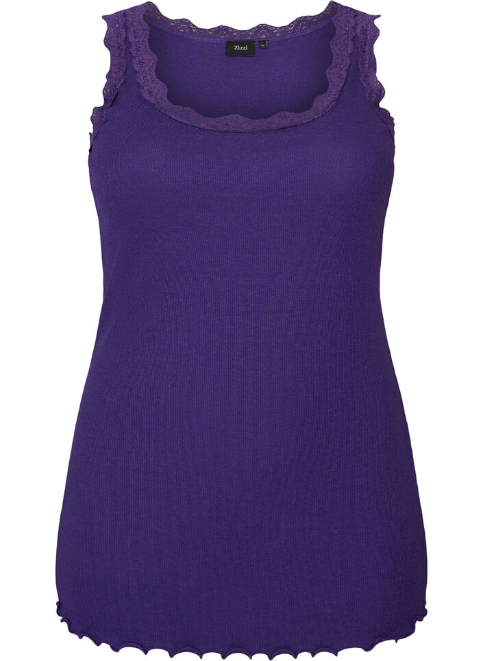 Top med blondekant, Lilla, Packshot image number 0