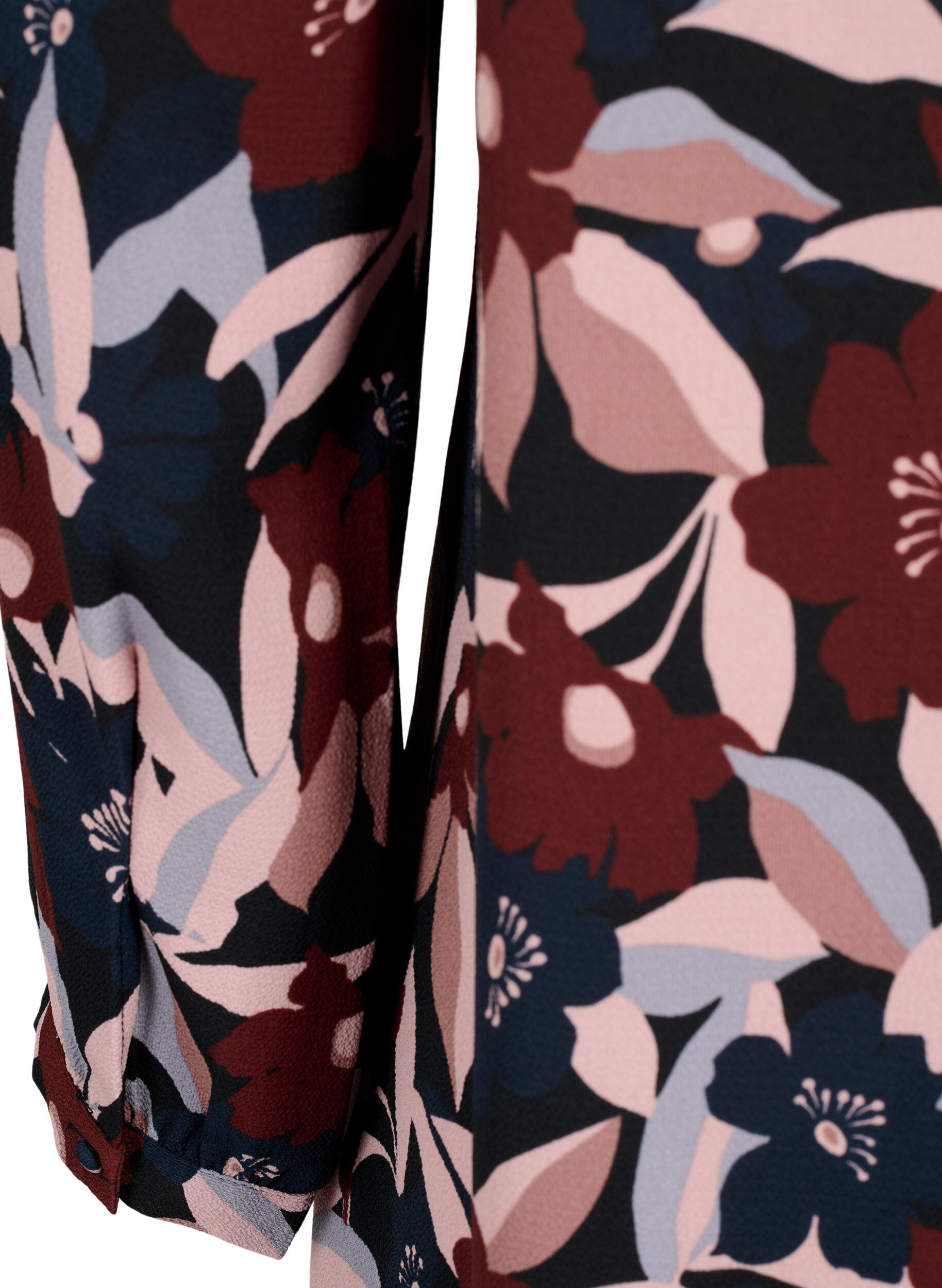 Zizzi V-hals kjole med print, Black R. Flower AOP, Packshot image number 3