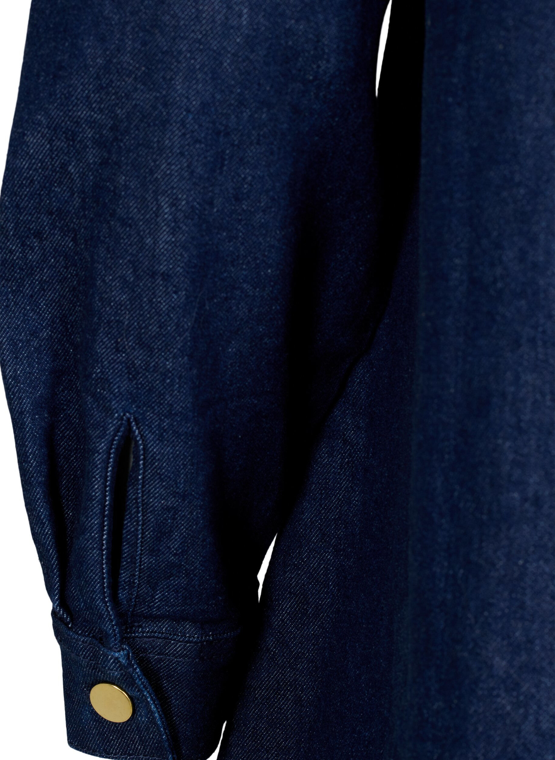 Zizzi Denimkjole med a-shape og knapper, Dark Blue Denim, Packshot image number 3