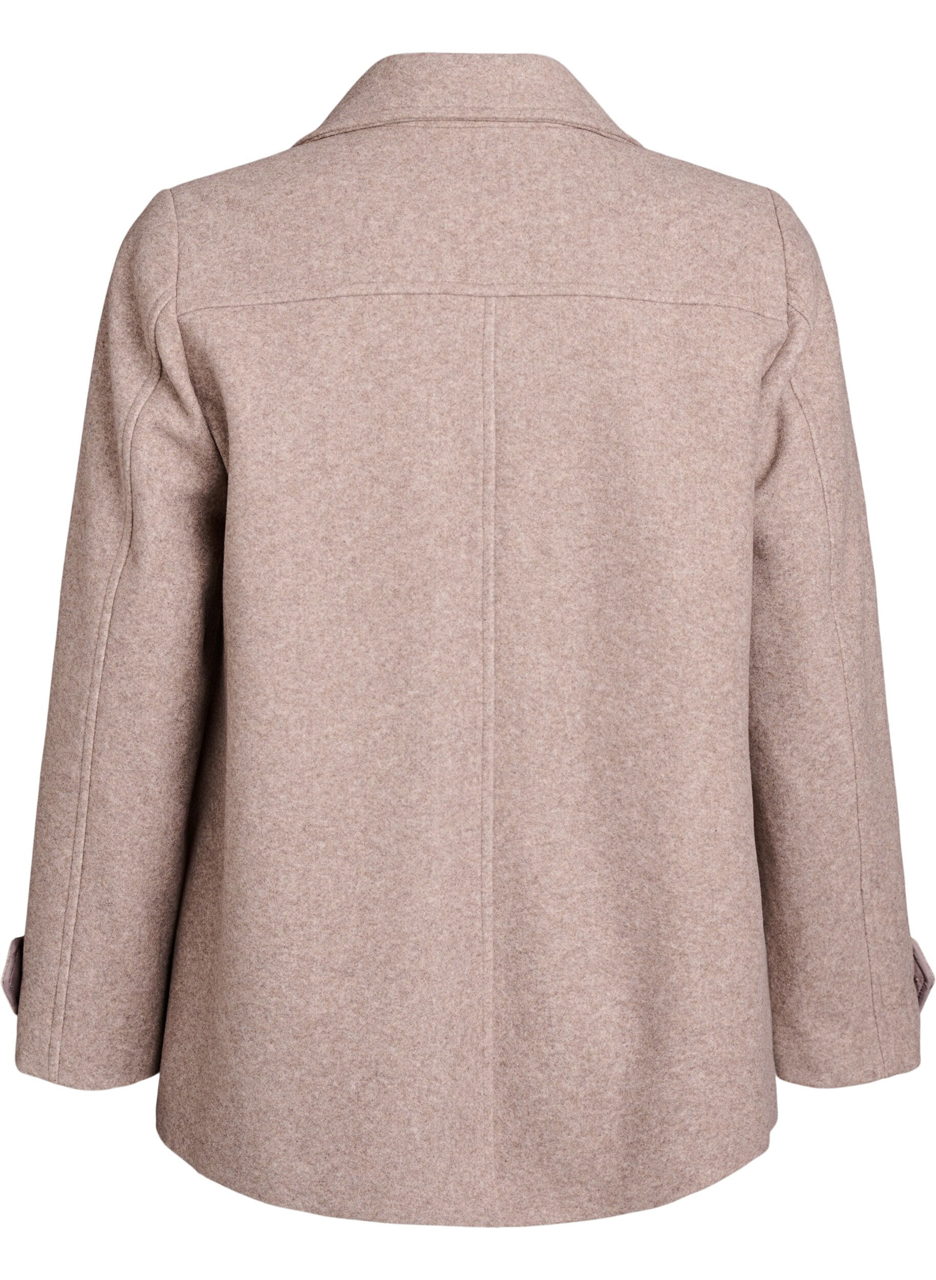 ZizziKort frakke med dobbeltradet knaplukning, Beige, Packshot image number 1