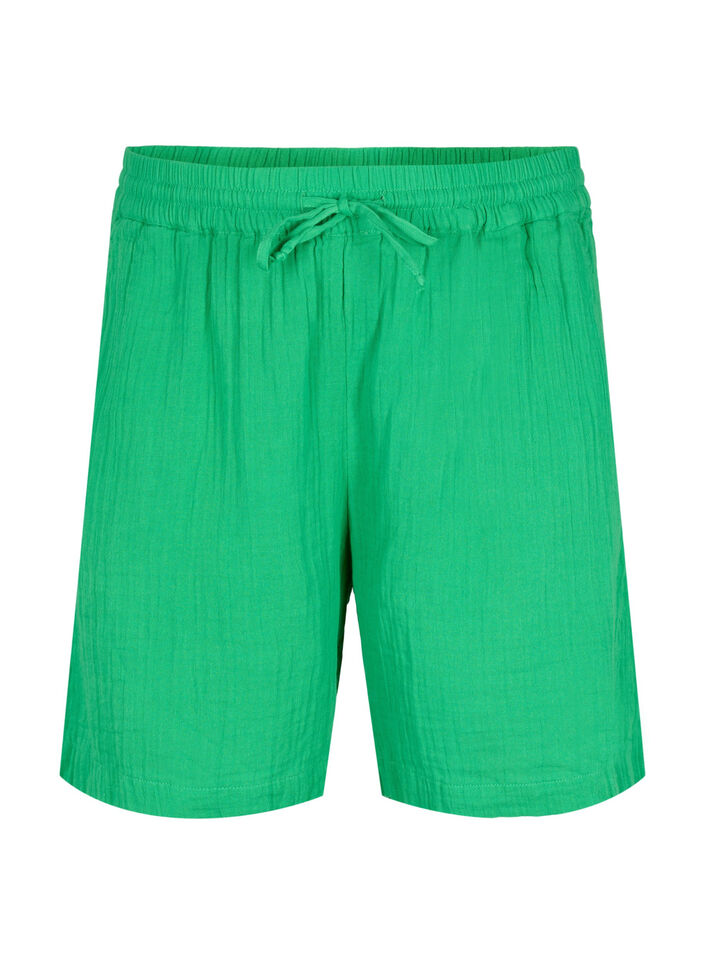 Shorts i bomuldsmusselin med lommer, Jolly Green, Packshot image number 0