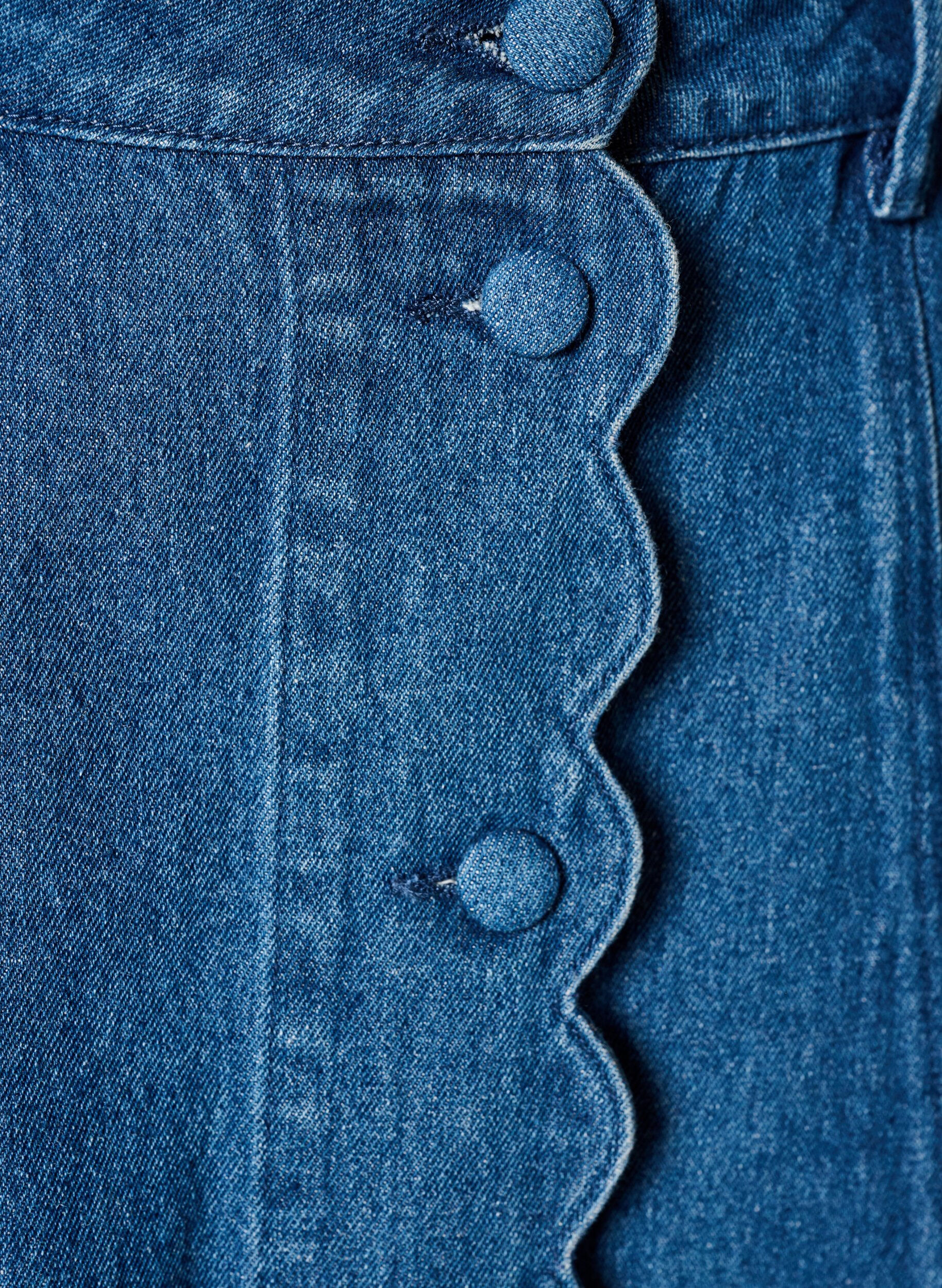 ZizziA-formet denimnederdel med b&oslash;lget knapstolpe, Bl&aring;, Packshot image number 2