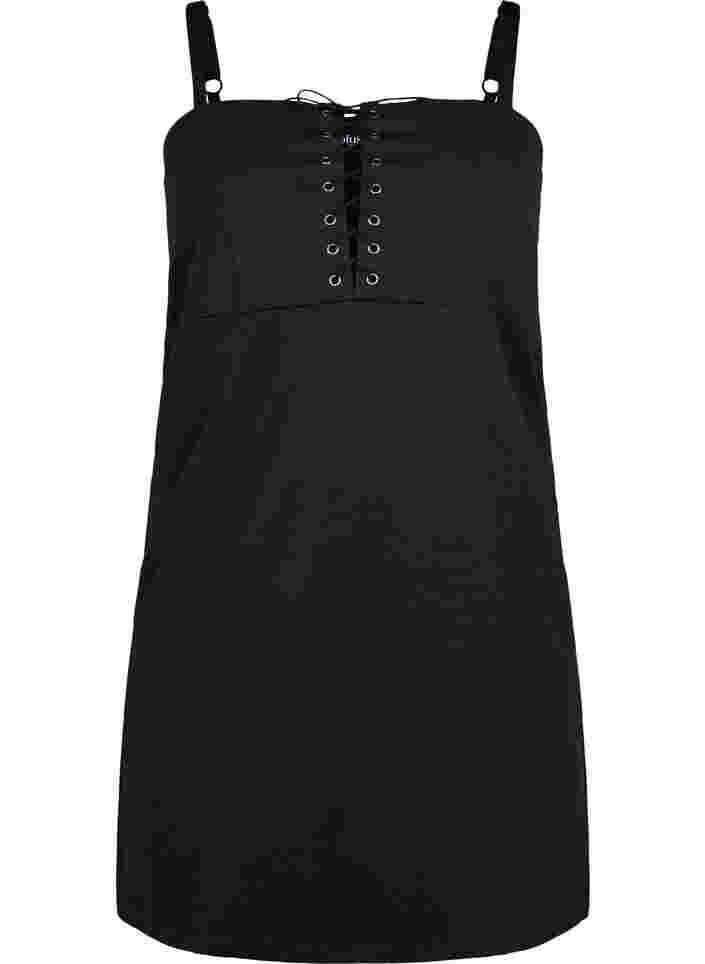 Kropsnær kjole med snøredetalje, Black, Packshot image number 0