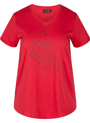 Bomulds trænings t-shirt med tryk, Haute Red, Packshot image number 0