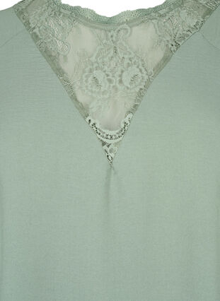 Bluse med korte ærmer og blonder, Lily Pad, Packshot image number 2