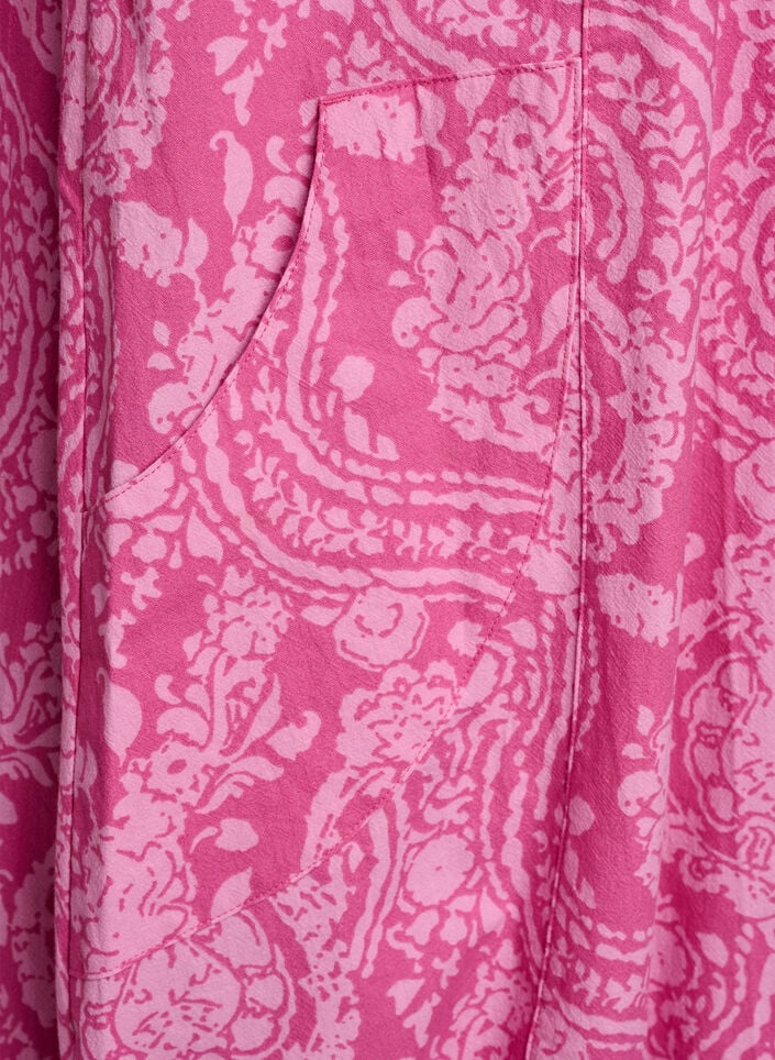 Kort&aelig;rmet bomuldskjole med print, Lyser&oslash;d, Packshot image number 3