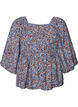Bluse med smock og firkantet halsudsk&aelig;ring, Bl&aring;, Packshot image number 0