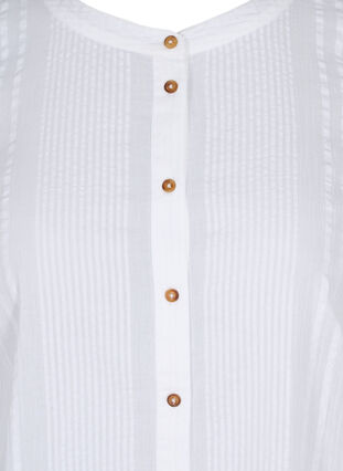 Bomulds skjortekjole med 3/4 ærmer, Bright White, Packshot image number 2