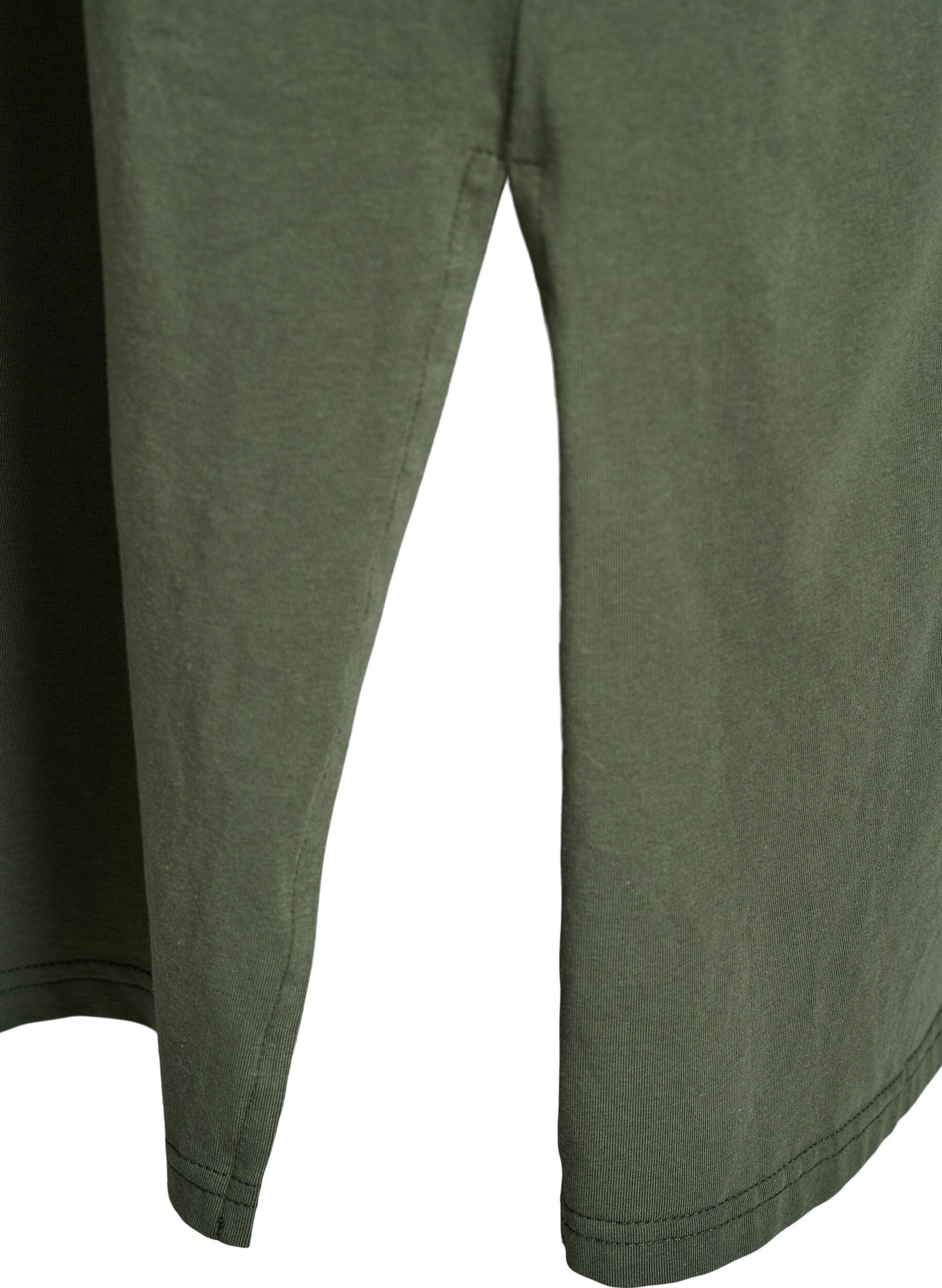 Zizzi Midilang t-shirtkjole med V-hals, Gr&oslash;n, Packshot image number 3