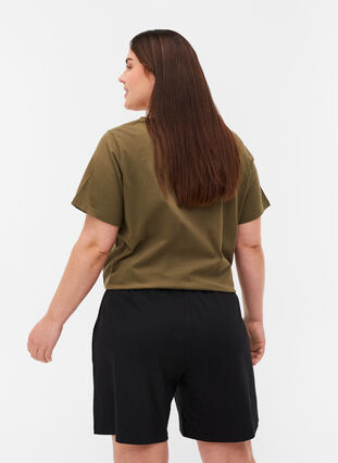 Løse bomulds shorts med lommer, Black, Model image number 1