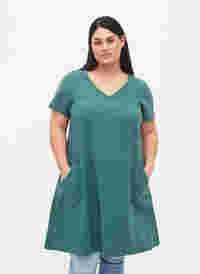 Kortærmet kjole i bomuld, Sea Pine, Model