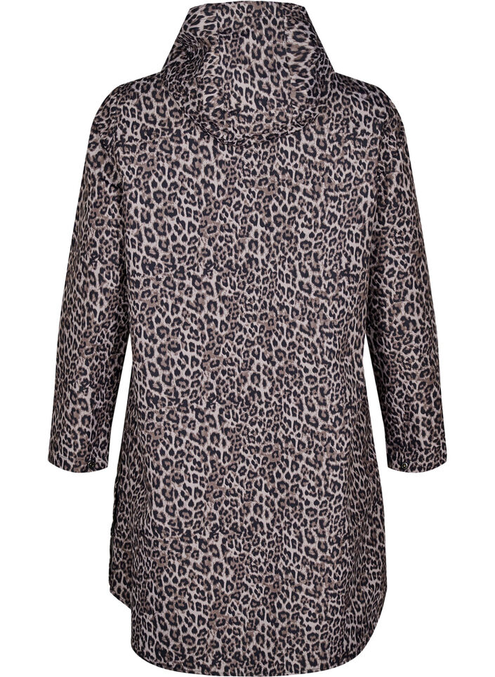 Regnjakke med lommer og h&aelig;tte, Brun, Packshot image number 1