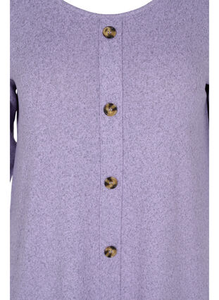 Bluse med knapper og 3/4 ærmer, Purple Melange, Packshot image number 2