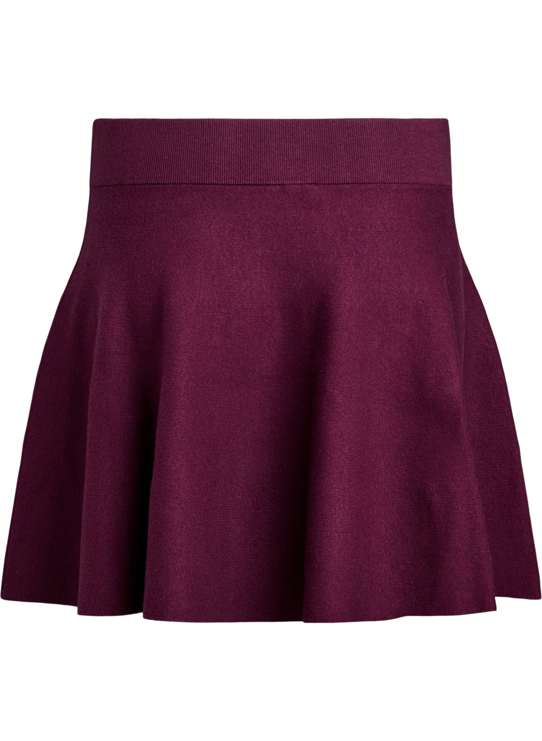 ZizziKort striknederdel med A-facon, M&oslash;rk Bordeaux, Packshot image number 1