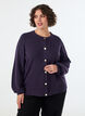 Cardigan i bl&oslash;d strik med guldfarvede knapper, Lilla, Model image number 0