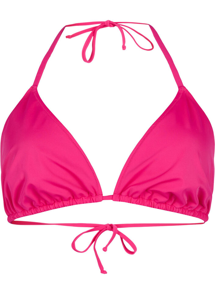 Ensfarvet trekants bikini bh, Lyserød, Packshot image number 0