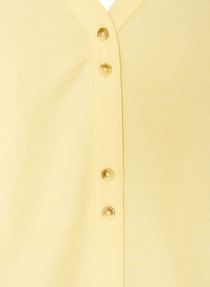 Skjortebluse med v-hals og korte &aelig;rmer, Gul, Packshot image number 2