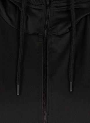 Lang cardigan med lynlås og hætte, Black, Packshot image number 2