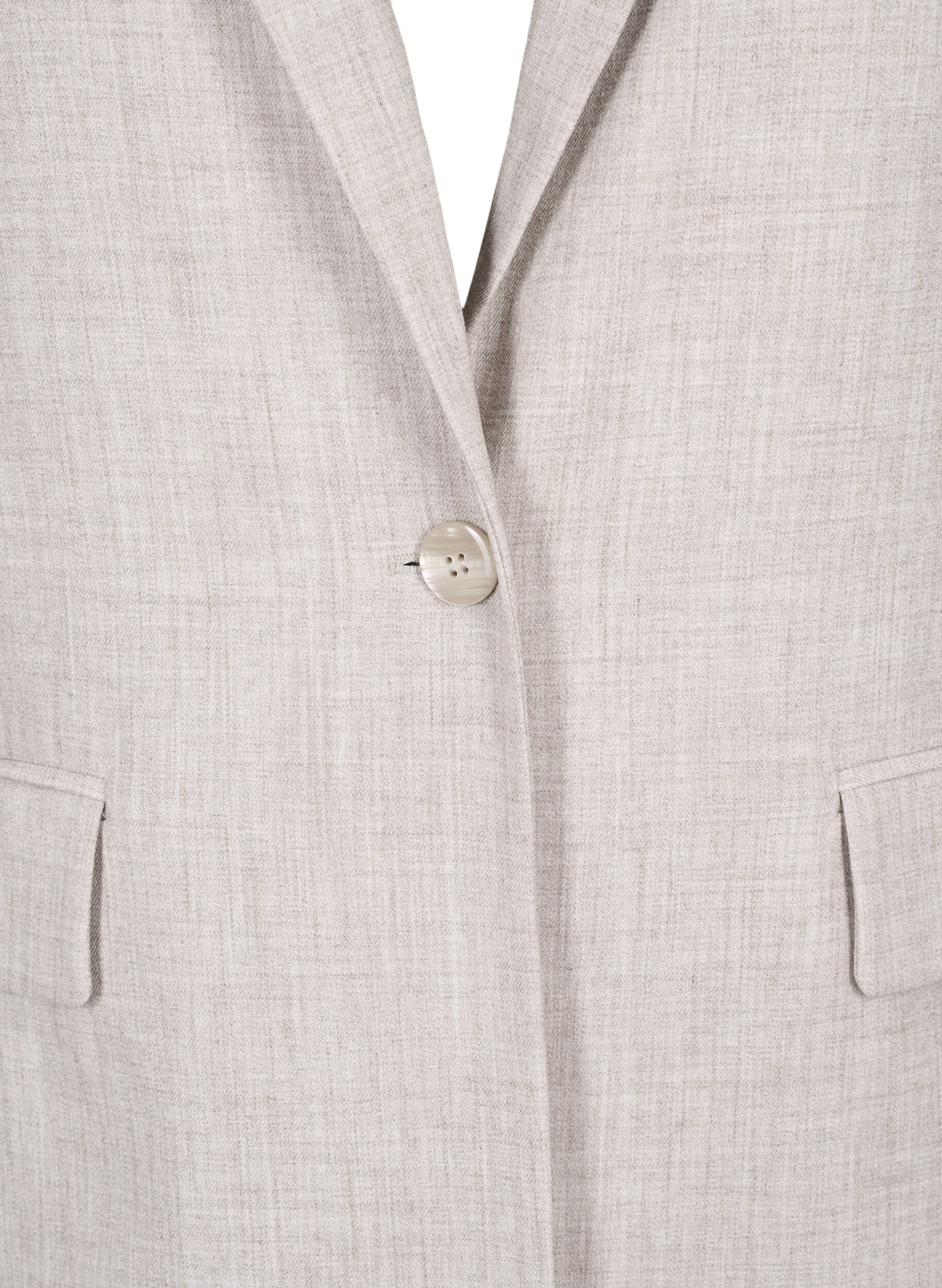 Zizzi Meleret blazer med knaplukning, String, Packshot image number 2
