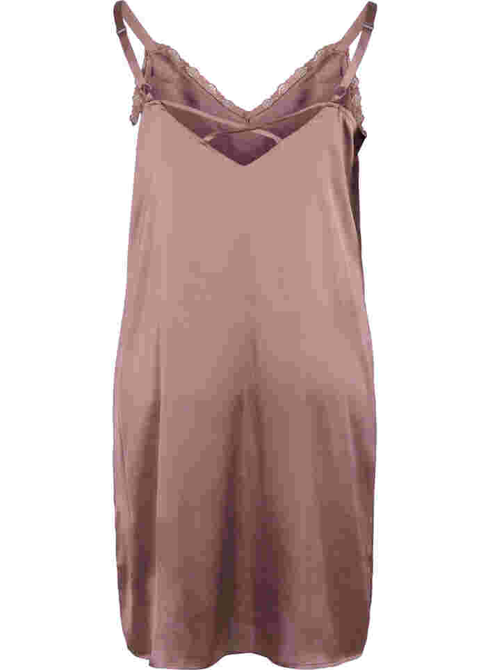 Ærmeløs natkjole med blonder og rygdetalje, Sparrow, Packshot image number 1