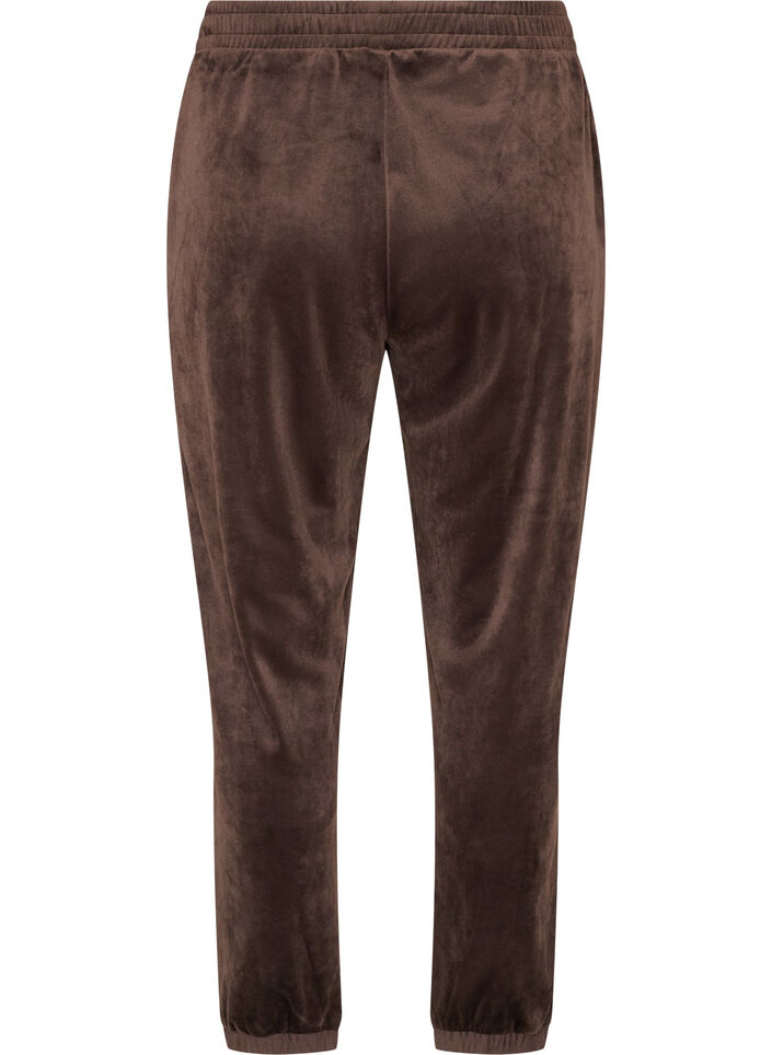 L&oslash;se bukser i velour, Brun, Packshot image number 1