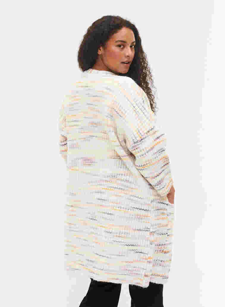 Meleret strik cardigan med cropped ærmer, Multi Color, Model image number 1