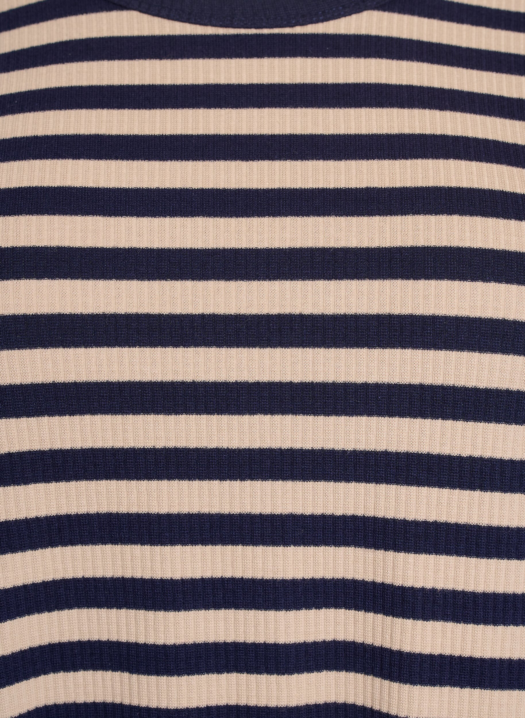 Zizzi Stribet bluse med lange &aelig;rmer, Beige, Packshot image number 2