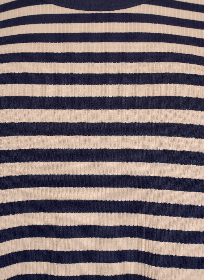 Stribet bluse med lange ærmer, Beige, Packshot image number 2