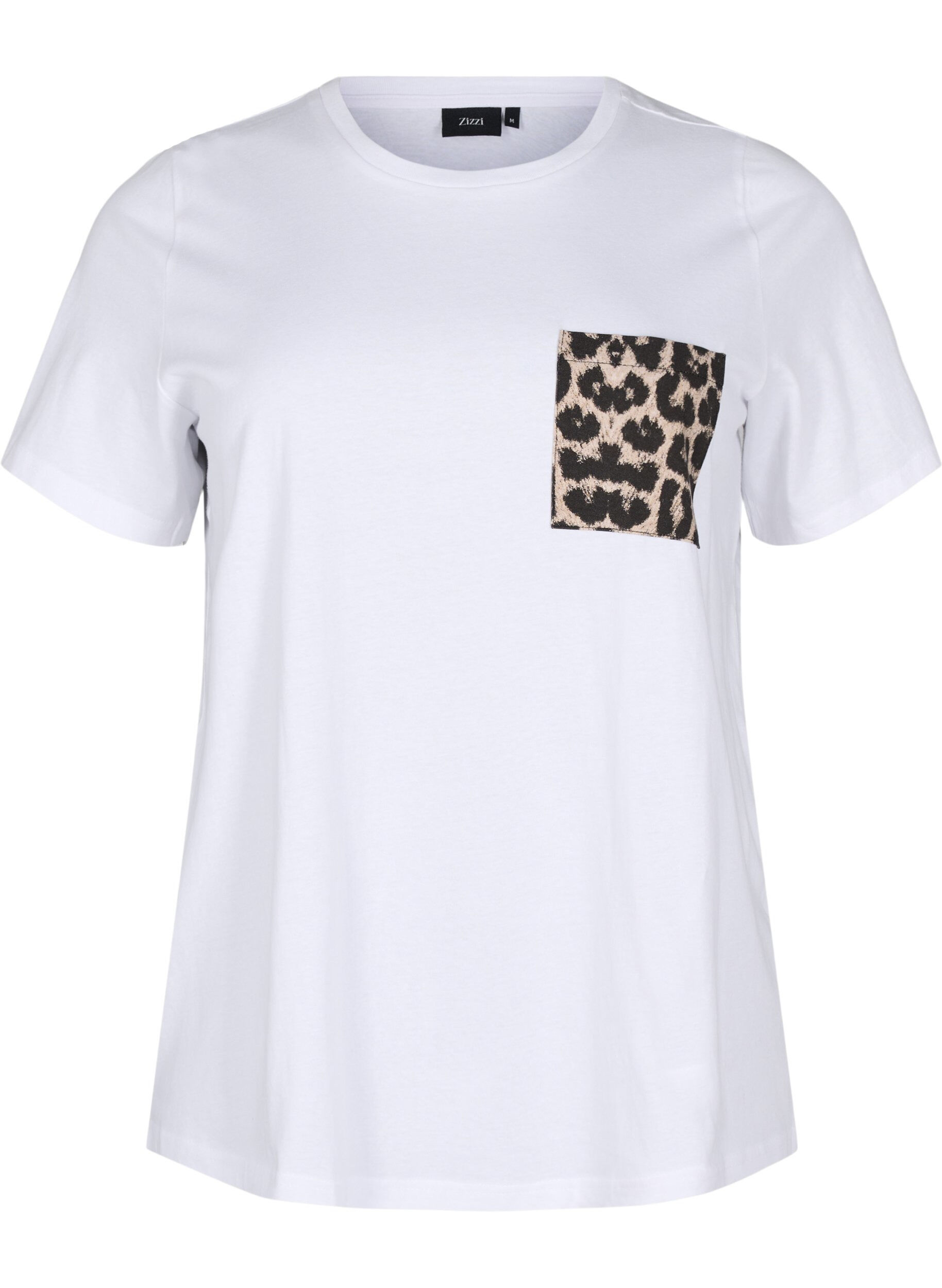 Zizzi T-shirt med brystlomme, Hvid, Packshot image number 0