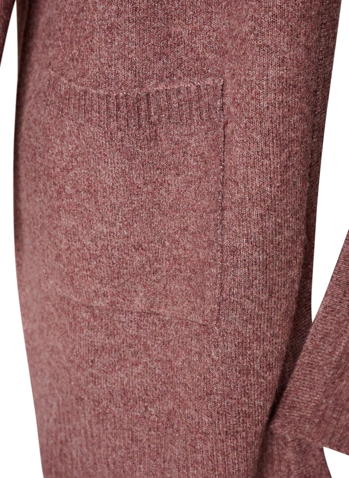 Meleret strik cardigan med lommer, Lyser&oslash;d, Packshot image number 3