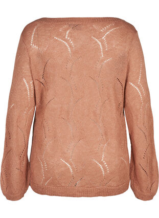 Mønstret strikbluse med uld, Burlwood mel, Packshot image number 1