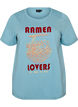 T-shirt i bomuld med printmotiv, Bl&aring;, Packshot image number 0