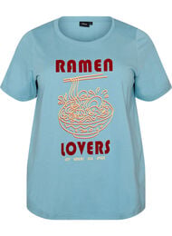 T-shirt i bomuld med printmotiv, Bl&aring;