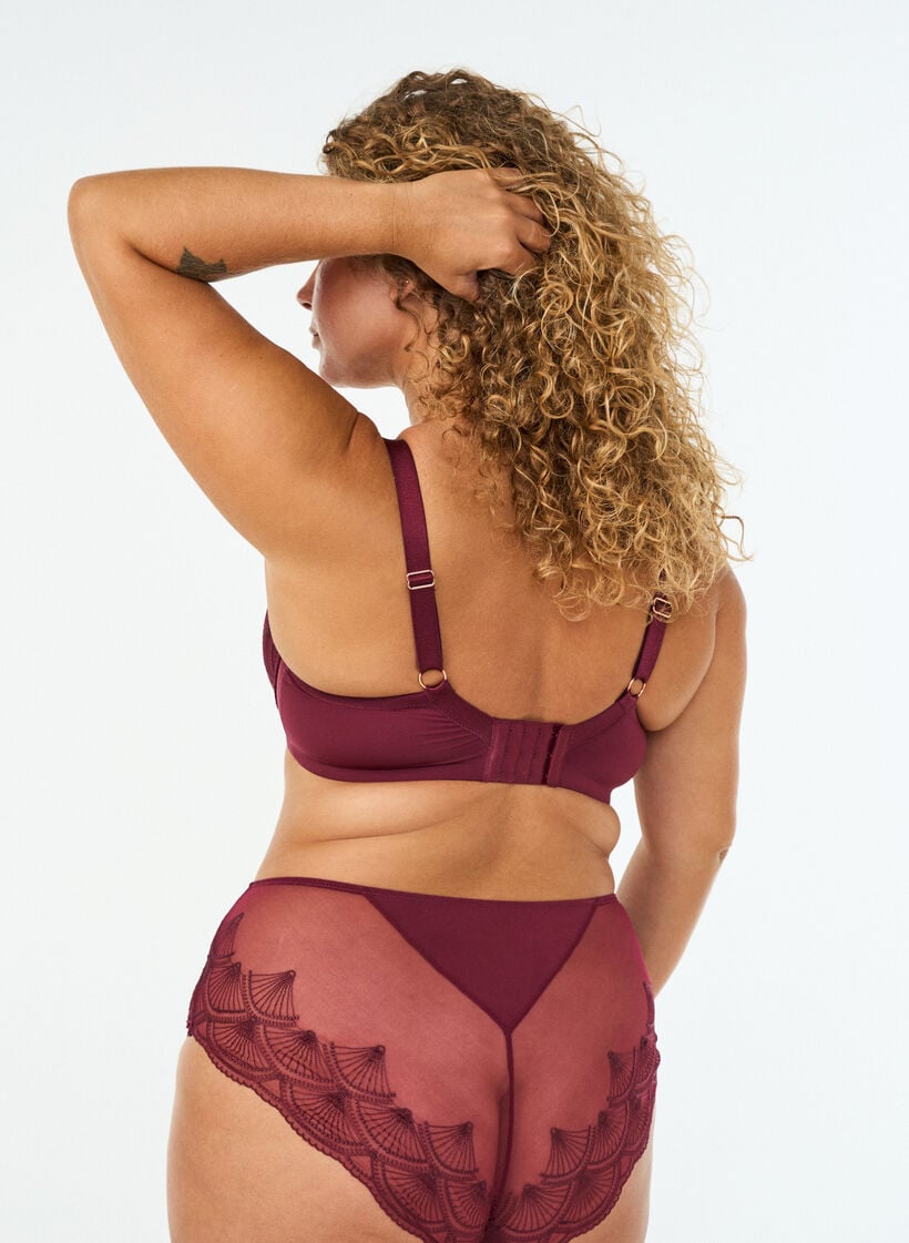 Vatteret b&oslash;jle-bh med blonde og U-ryg, R&oslash;d, Model image number 2