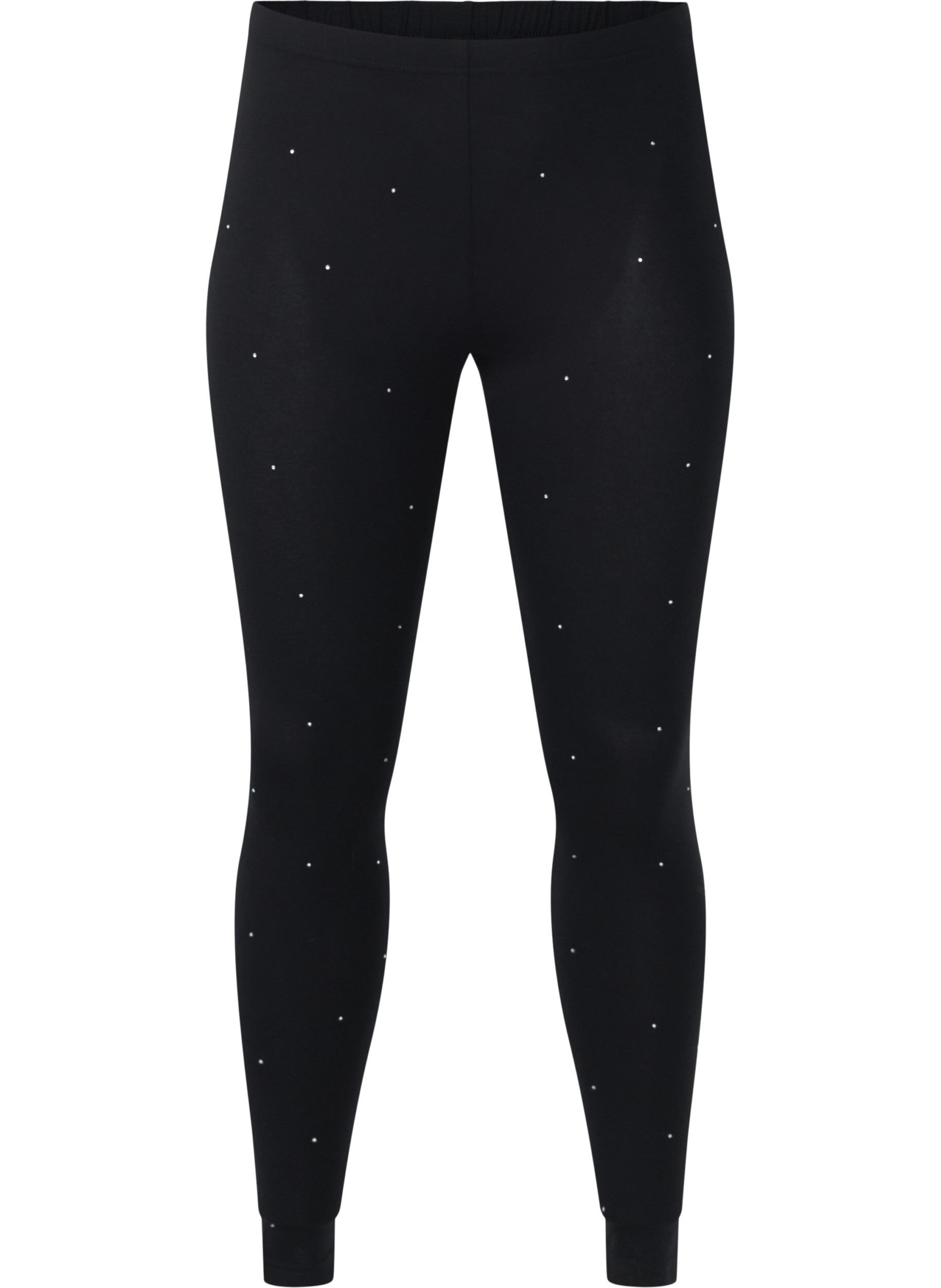 Zizzi Viskose leggings med rhinesten, Black, Packshot image number 0