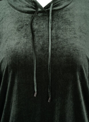 Sweatshirt i velour med hætte og lomme, Forest Night, Packshot image number 2