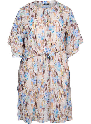 Blomstret kjole med bindebånd, Humus Flower AOP, Packshot image number 0