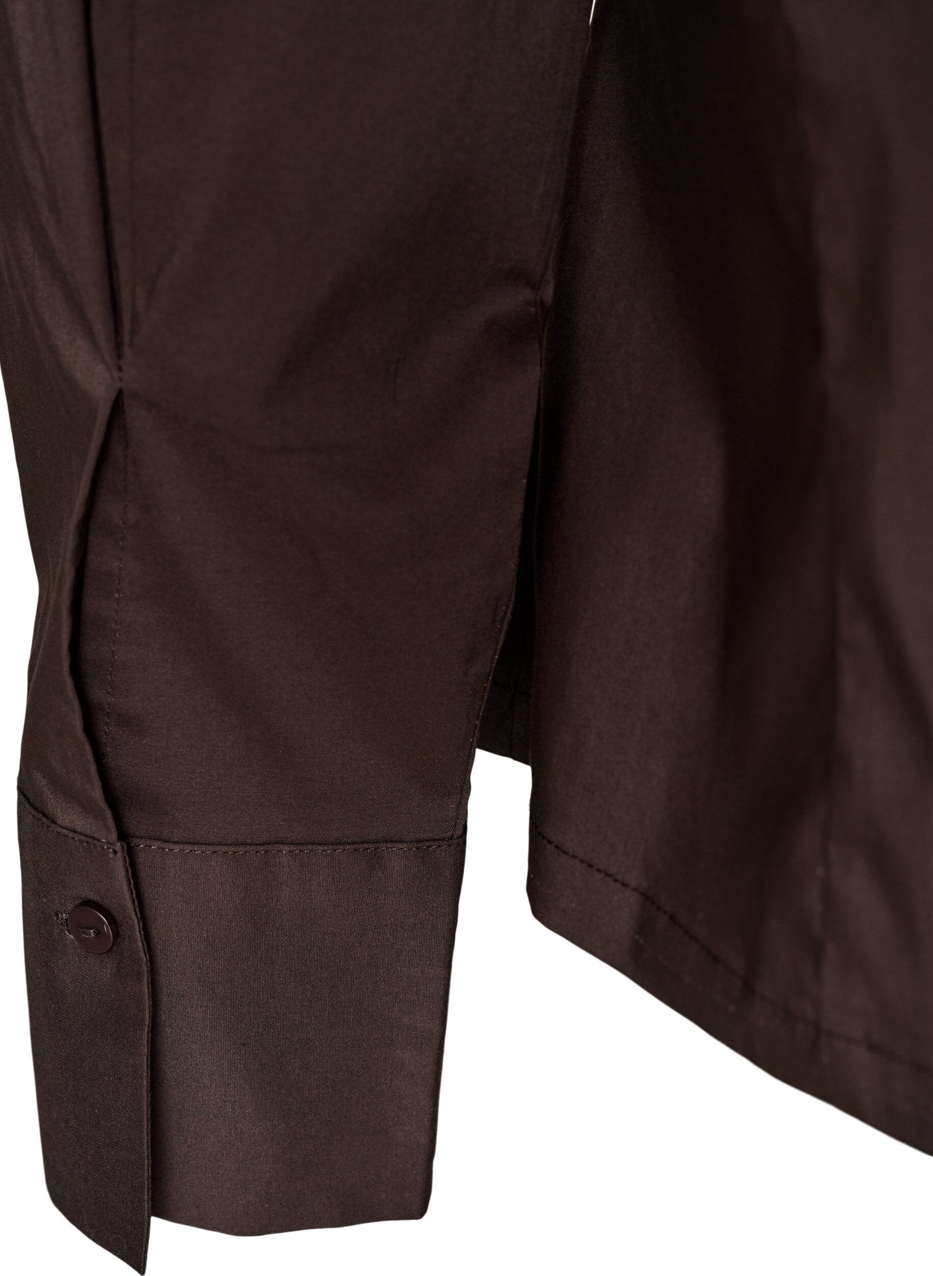 ZizziKort skjorte med tovejslynl&aring;s, Brun, Packshot image number 3