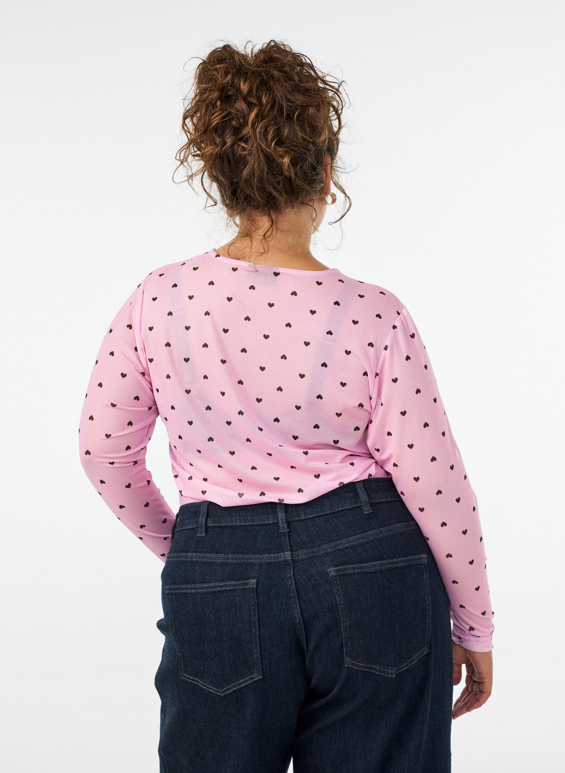 ZizziMeshbluse med print, Lyser&oslash;d, Model image number 2