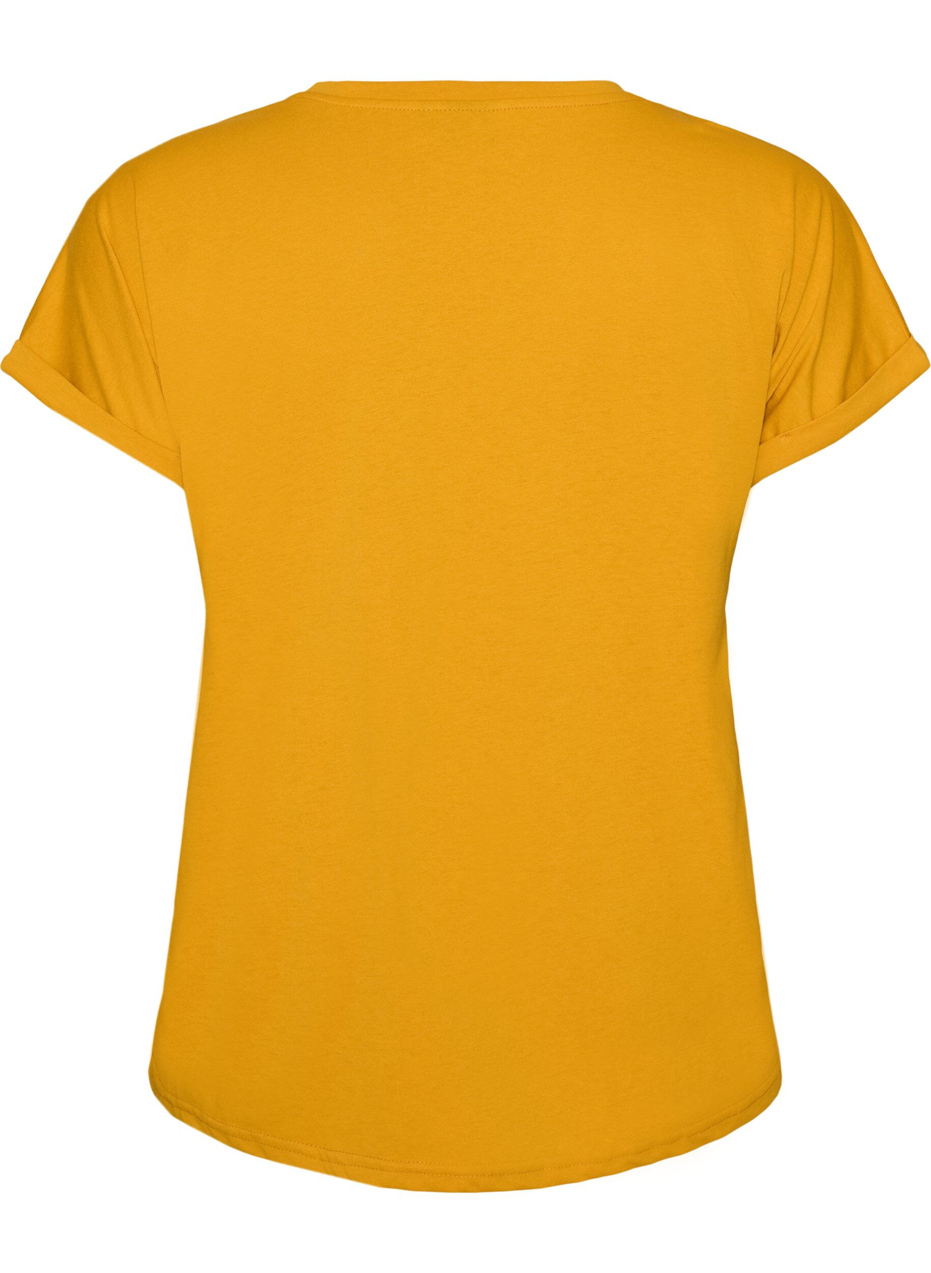ZizziKort&aelig;rmet T-shirt i bomuldsblanding, Gul, Packshot image number 1