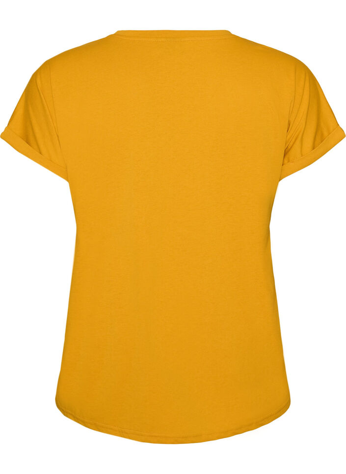Kort&aelig;rmet T-shirt i bomuldsblanding, Gul, Packshot image number 1
