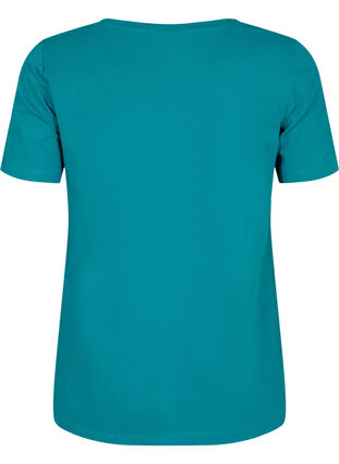 Ensfarvet basis t-shirt i bomuld, Deep Lake, Packshot image number 1