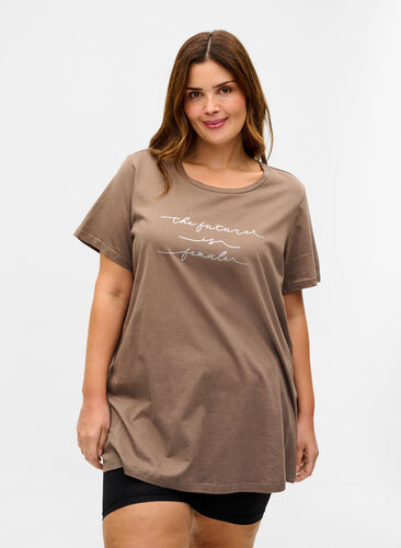 Oversize nat t-shirt i økologisk bomuld, Falcon Text, Model image number 0