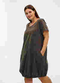 Kortærmet kjole i bomuld, Khaki Green, Model