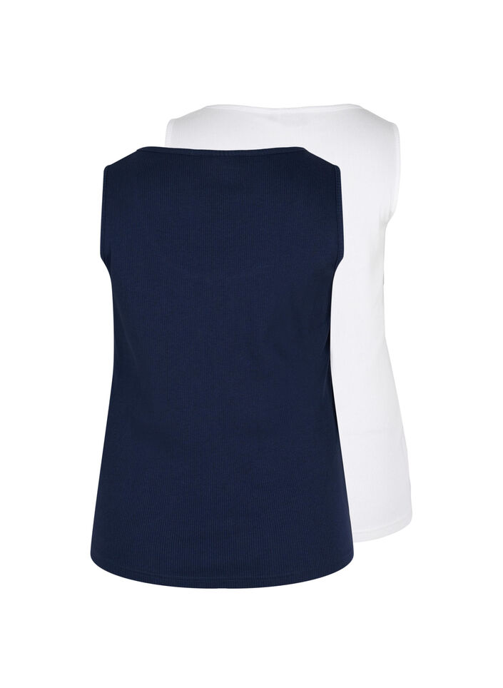 2-pak basis tanktop i rib, Navy B/B White, Packshot image number 1
