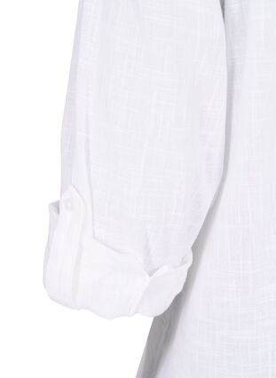 Skjortebluse i bomuld med v-udskæring, Bright White, Packshot image number 3