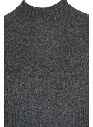 Strikkjole med ribstruktur, Dark Grey Melange, Packshot image number 2