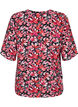 V-hals bluse med blomsterprint, Black Flower AOP, Packshot image number 1